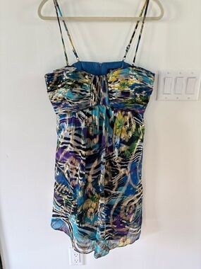 Oleg Cassini Metallic Tropical Print Dress Size 10